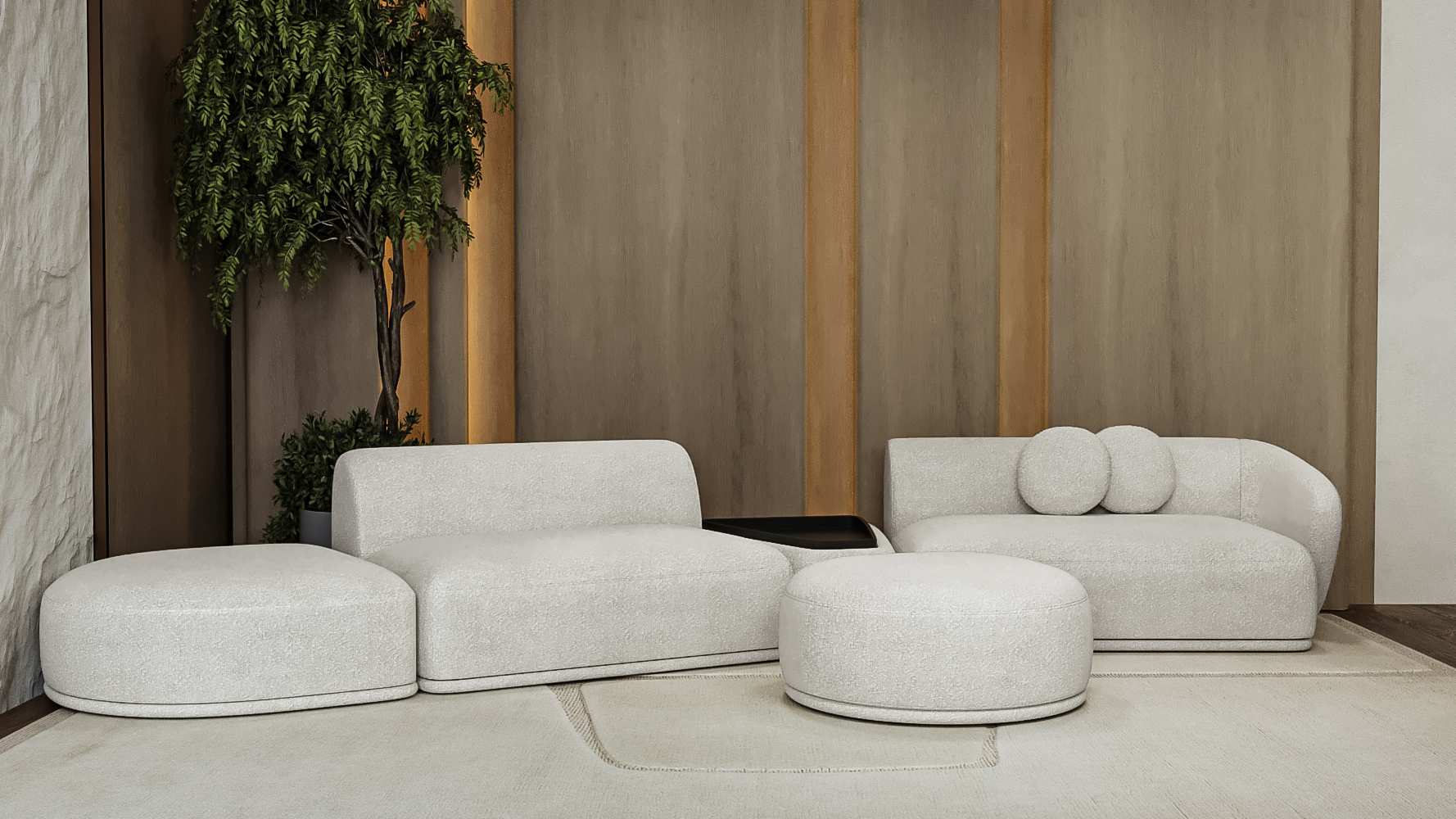 Ivory Boucle Lounge Set