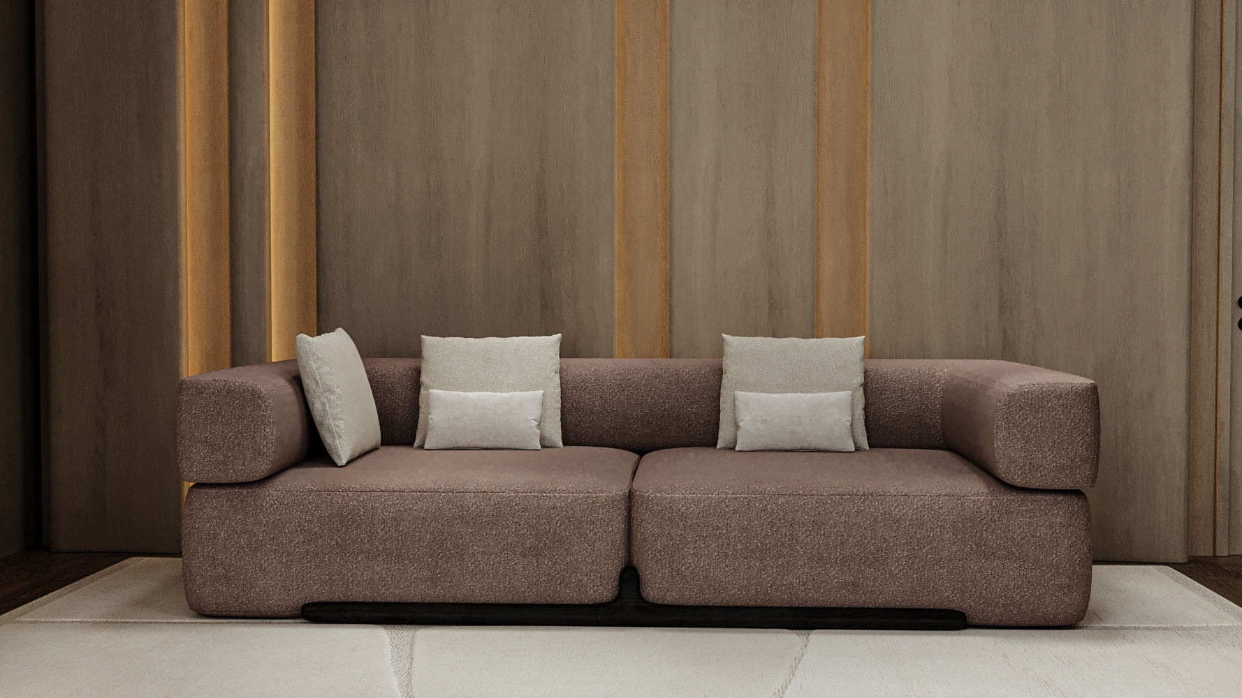 Mauve Boucle Sofa