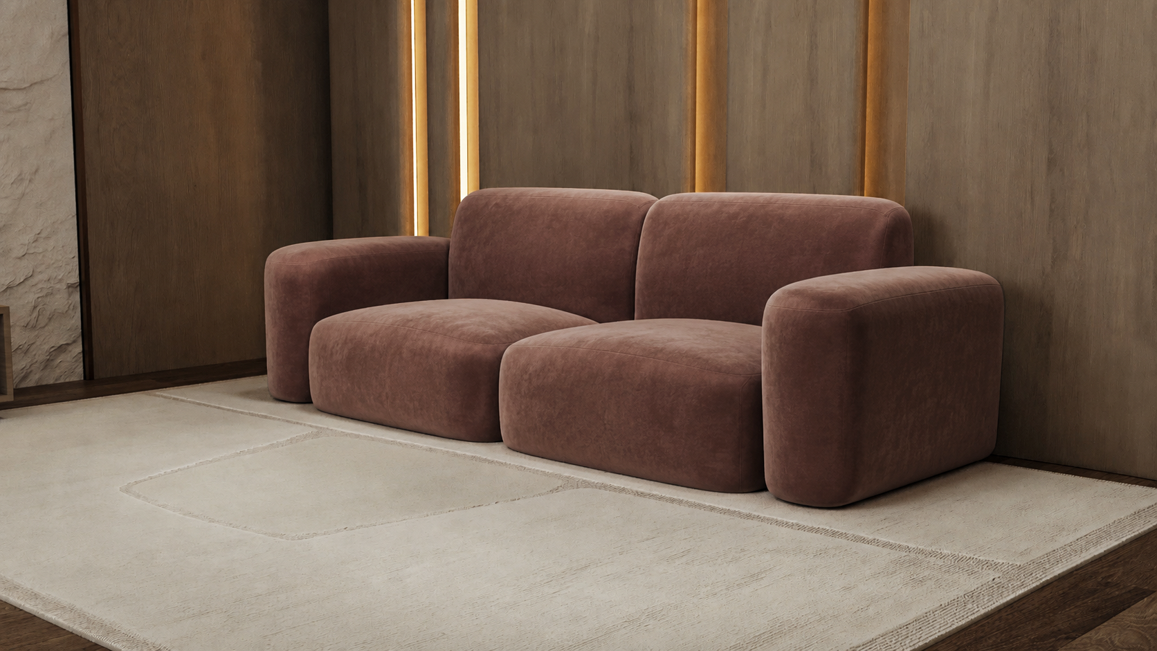 Cocoa Suede Modular Sofa