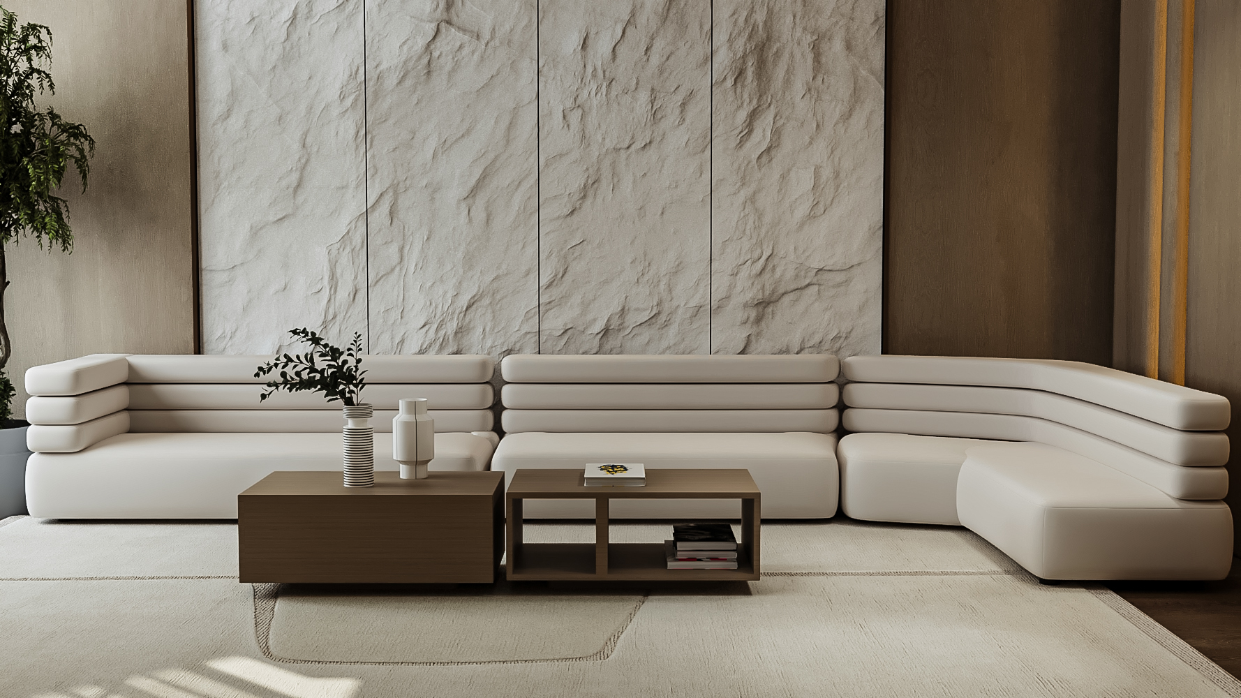 Ivory Channel Corner Sofa