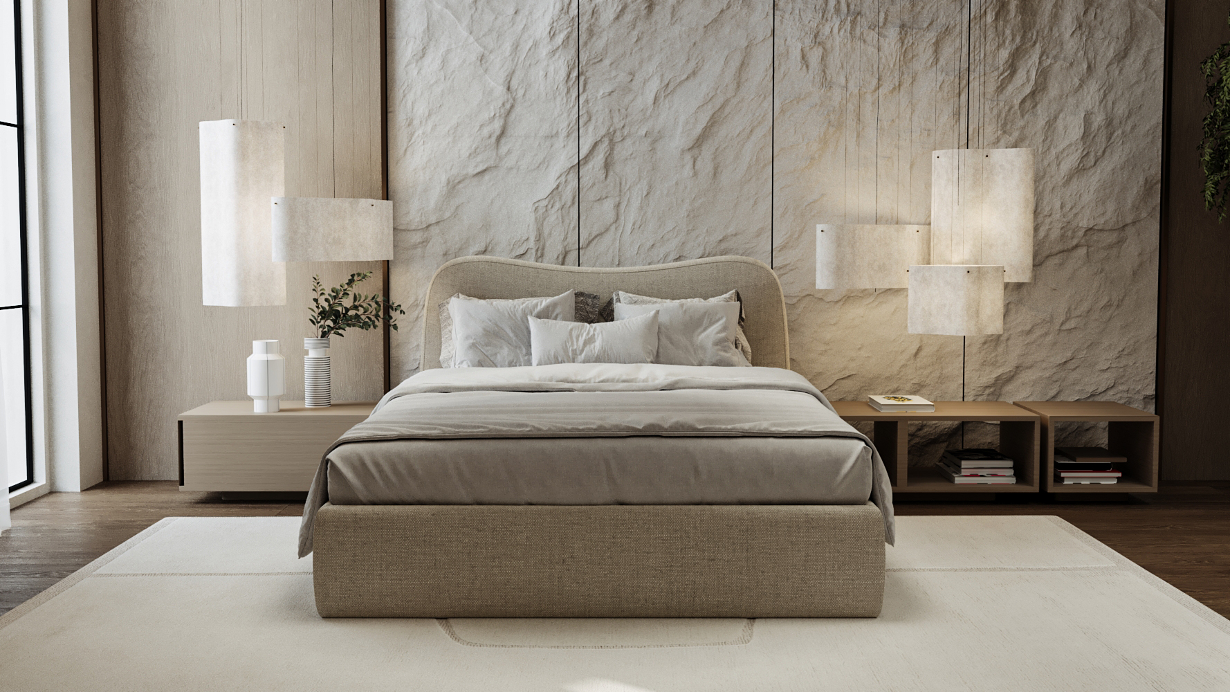 Linen Curved Bed