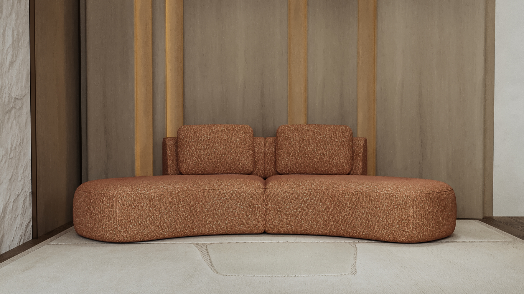 Terracotta Curved Sofa